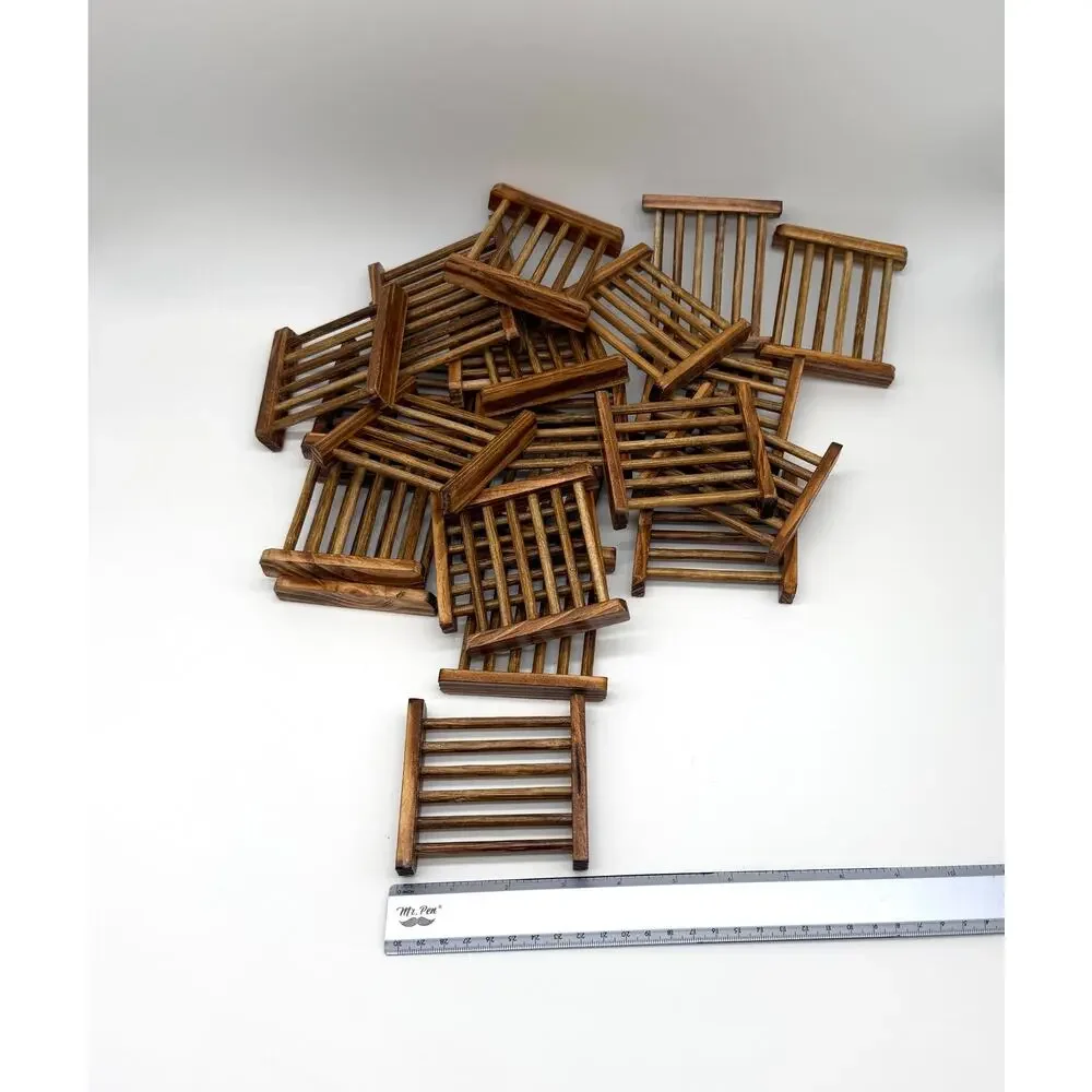 24 New Bamboo Soap Holders Wooden Slatted Soap Dishes Bulk Lot Reseller Craft